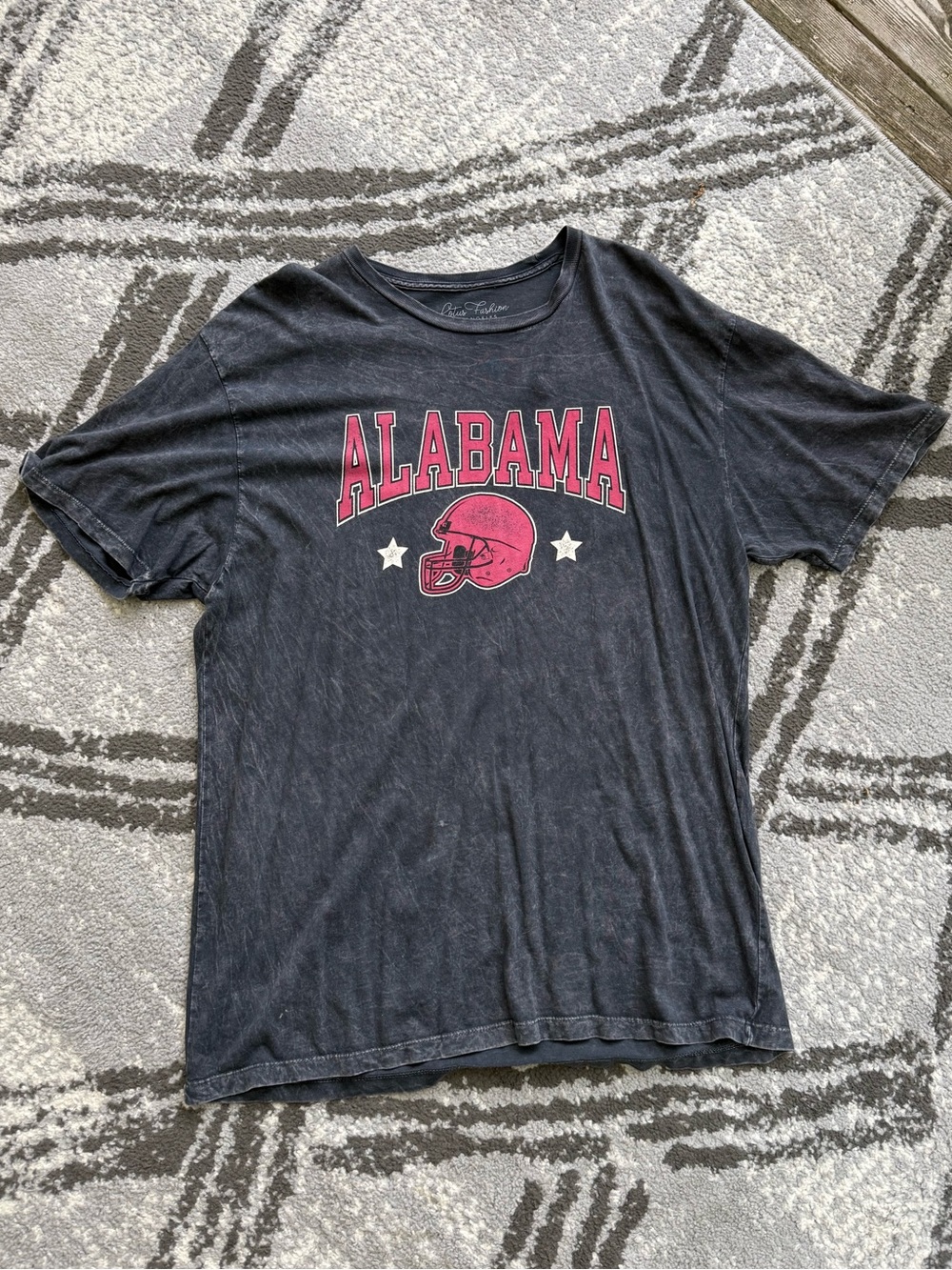 Alabama Crewneck Tee- Black with Crimson Graphic